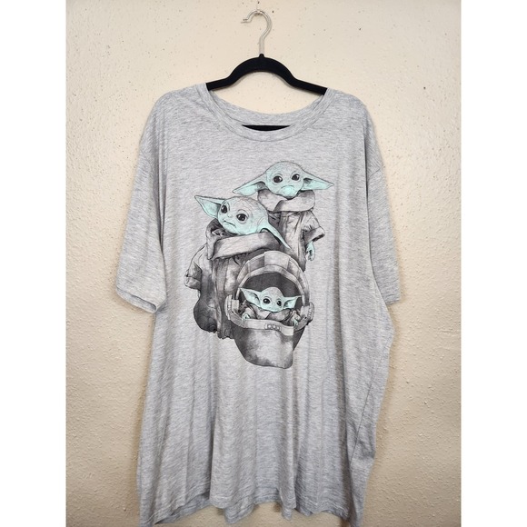 Star Wars Grogu Graphic T-Shirt‎ The Mandalorian Baby Yoda Gray 4XLT - Picture 1 of 5